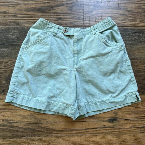 Vintage Liz Claiborne Lizwear Shorts 10 Green High Waist Cotton 90s Mom Shorts - Picture 1 of 7